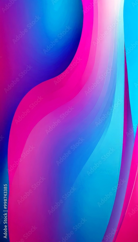 Aufkleber a vibrant abstract composition of overlapping curved lines in various shades of blue, pink, and purple, creating a dynamic and visually striking effect