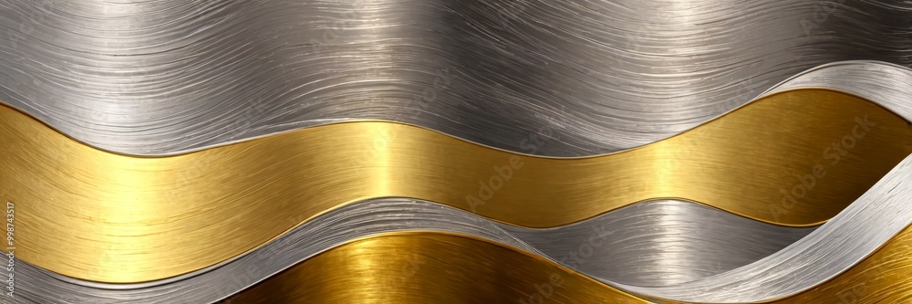 Aufkleber a repeating pattern of wavy lines in varying shades of gold and silver, creating a visually striking and abstract design