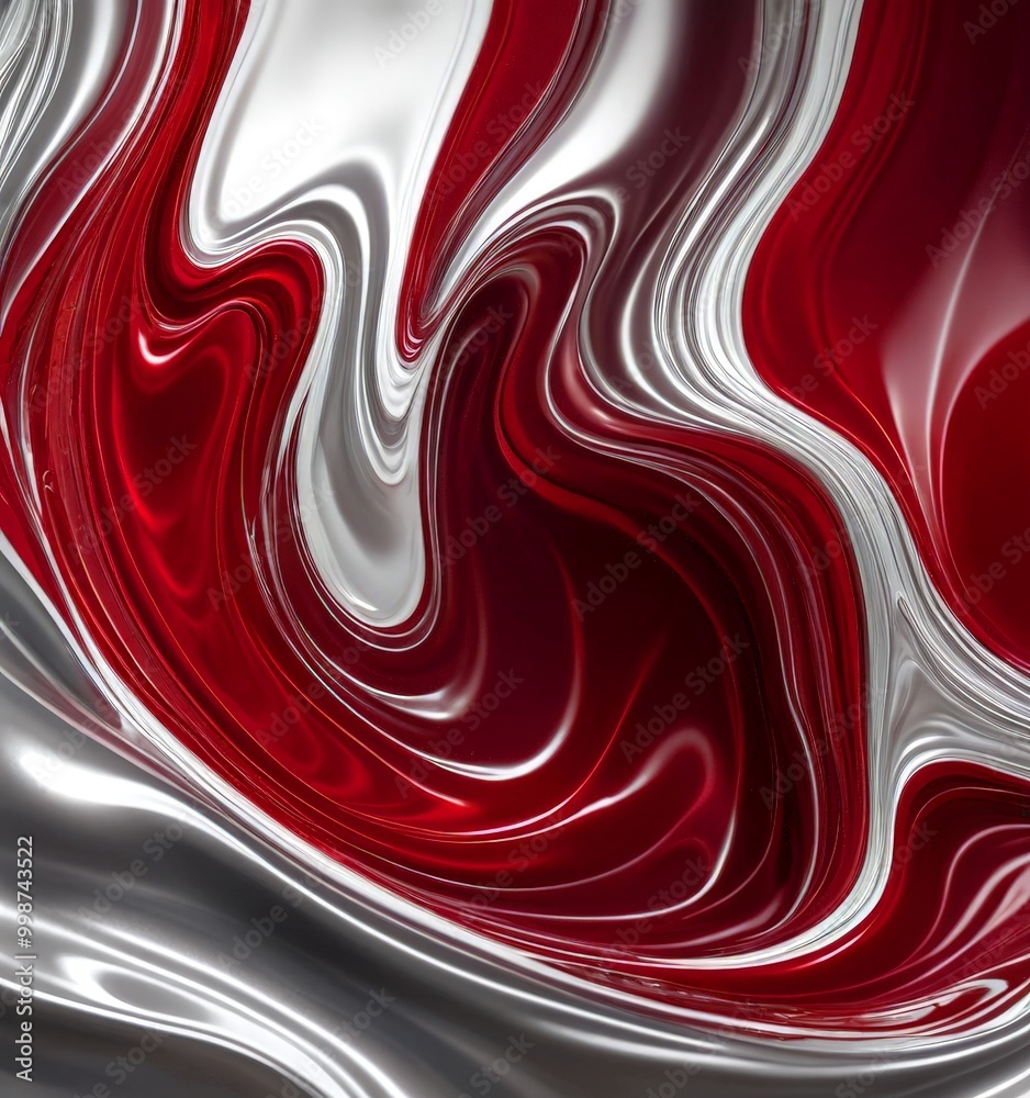 Aufkleber a swirling pattern of red and silver hues, creating a dynamic and abstract visual effect
