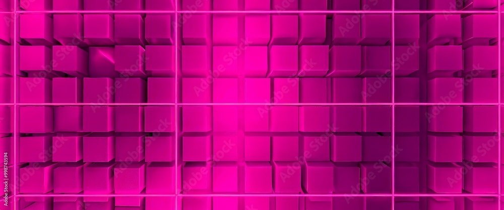 Poster A grid of pink cubes, with a gradient effect transitioning from a lighter shade at the top to a darker one at the bottom