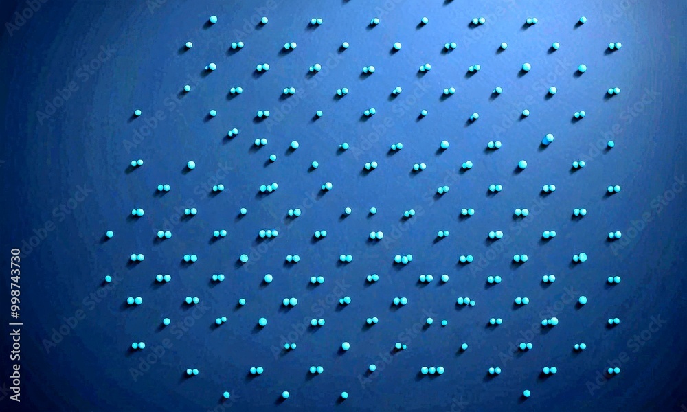 Poster a blue background with numerous small white dots scattered across it, creating a visually striking pattern.