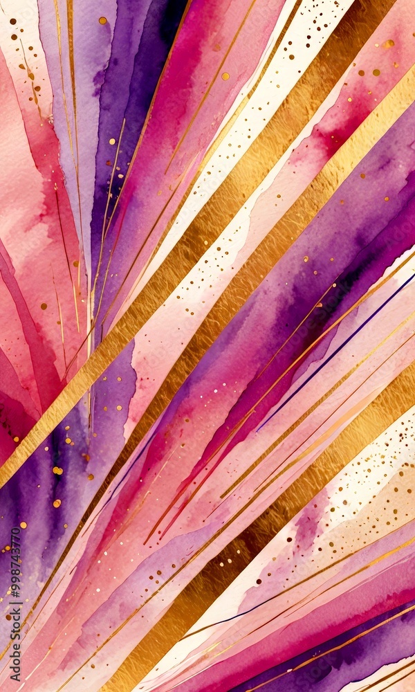 Aufkleber a vibrant abstract composition with diagonal lines in shades of pink, purple, and gold, creating a dynamic and visually striking pattern