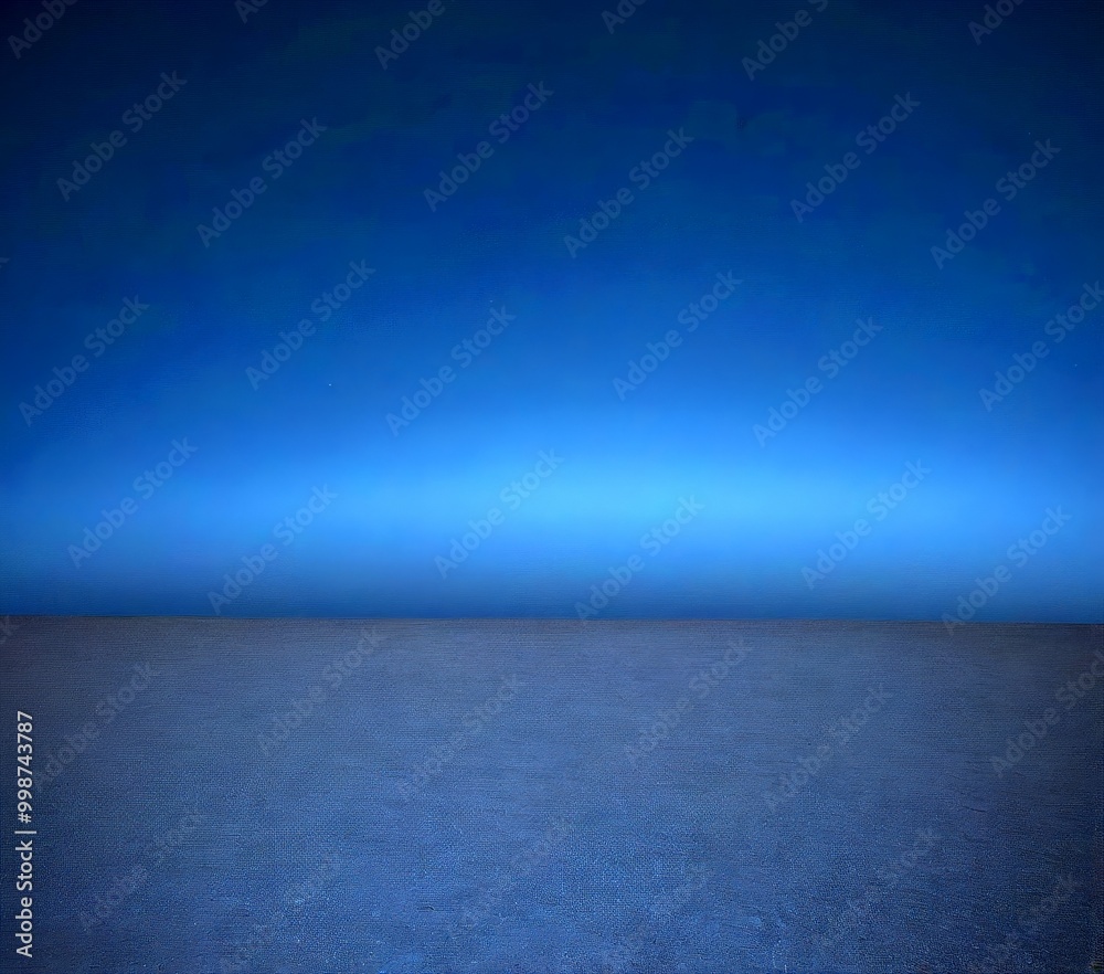 Poster a dark, empty room with a gradient background transitioning from a deep blue at the top to a lighter shade at the bottom