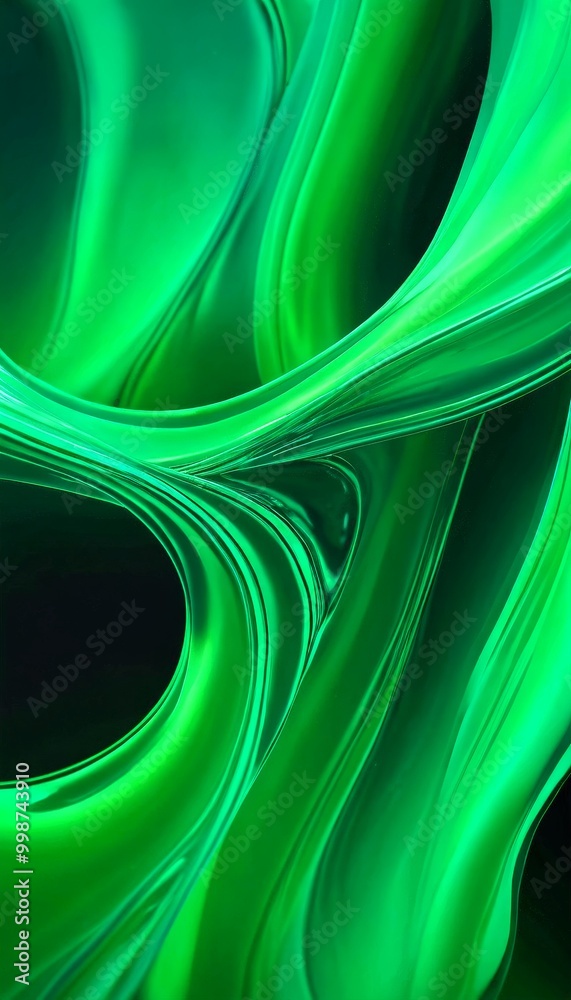 Aufkleber a close-up view green, abstract pattern composed of curved lines and shapes, creating a sense of movement and fluidity