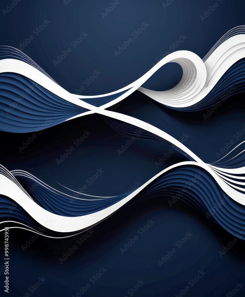 Aufkleber a dark blue background with white, curved lines that create a wave-like pattern The lines are arranged in a diagonal direction, adding a sense of movement and dynamism to