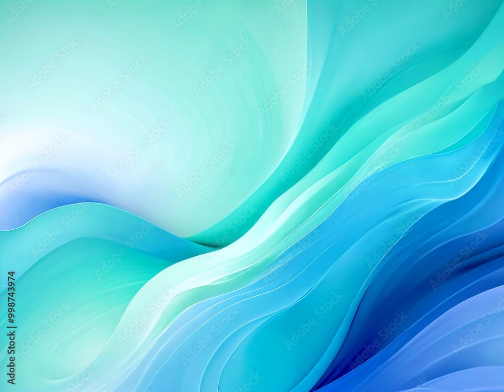 Leinwandbilder a vibrant abstract composition of blue and green hues, with a gradient effect transitioning from light to dark blue The background is a light blue gradient, providing a