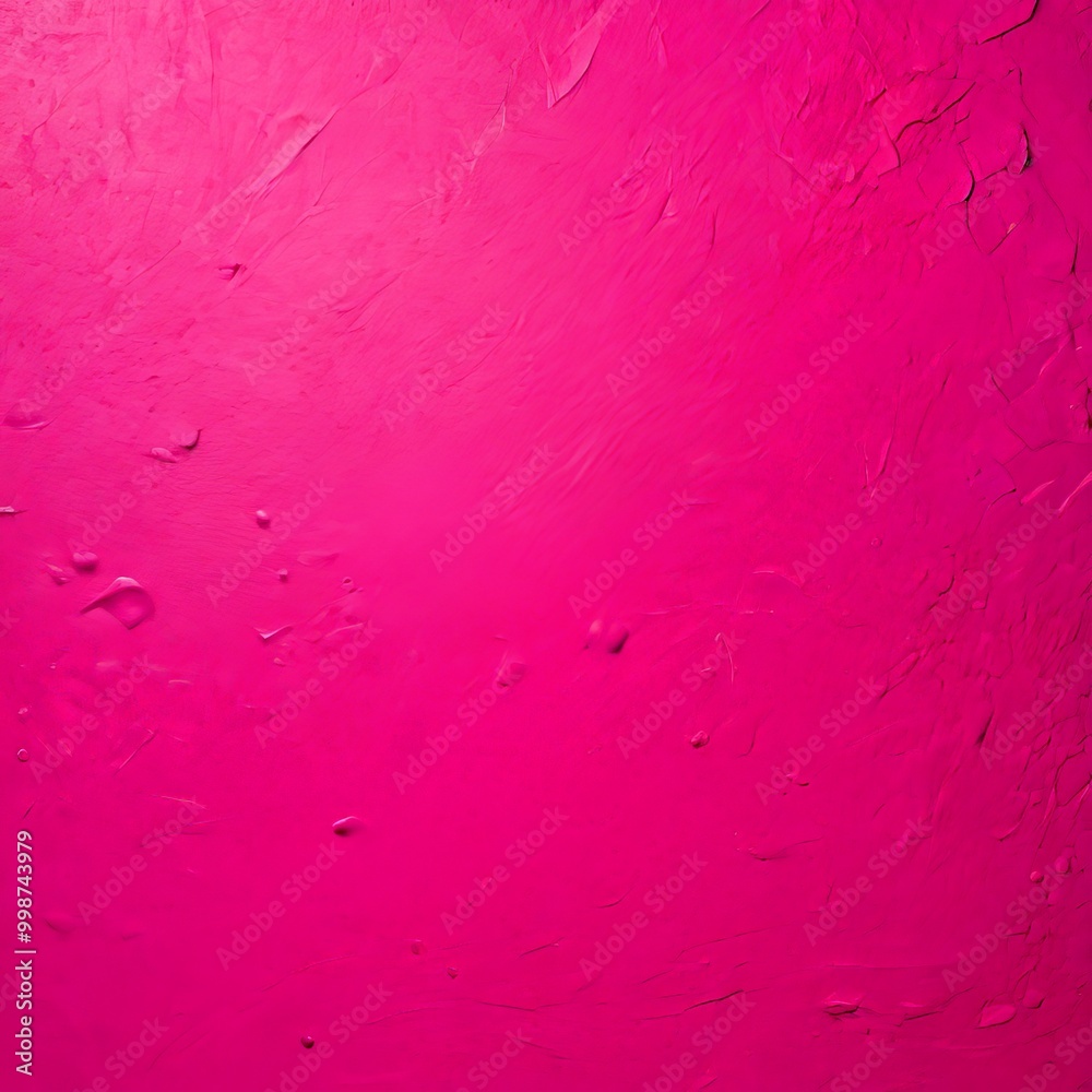 Poster a close-up view textured pink surface with small, irregularly shaped droplets scattered across it, creating a sense of movement and depth