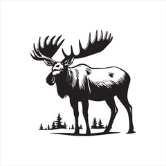 deer silhouette vector illustration, 