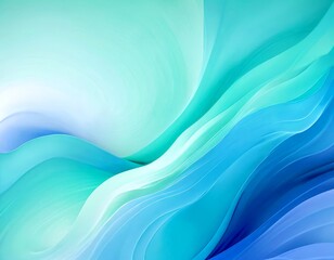 Obraz premium a vibrant abstract composition of blue and green hues, with a gradient effect transitioning from light to dark blue The background is a light blue gradient, providing a