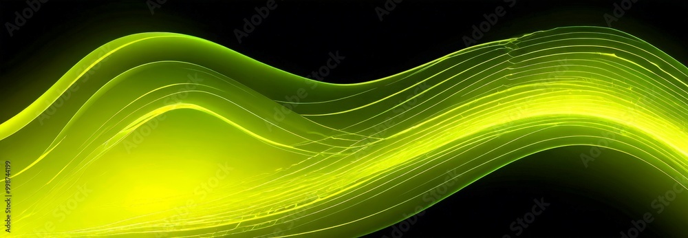 Fototapete a striking abstract composition of curved lines in various shades of green, creating a sense of movement and dynamism The lines are arranged in a zigzag pattern, with