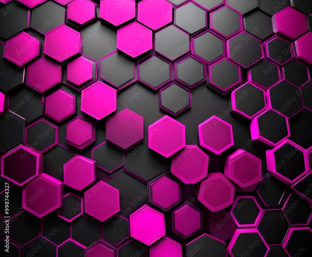 Aufkleber a repeating pattern of hexagonal shapes in shades of pink and black, creating a visually striking and abstract design