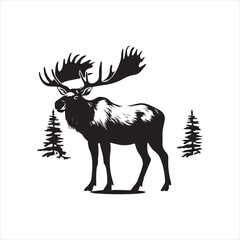 deer silhouette vector illustration, 