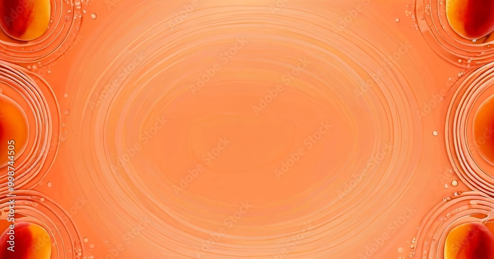 Aufkleber a vibrant abstract composition with a warm orange gradient background, radiating concentric circles 
