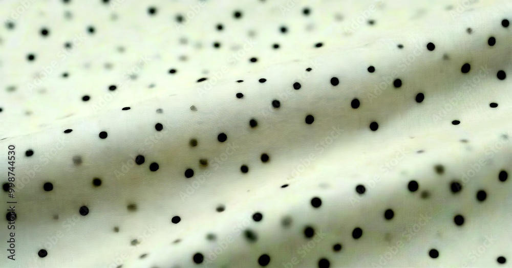 Aufkleber A close-up view fabric with a pattern of small black dots, creating a textured and visually interesting surface