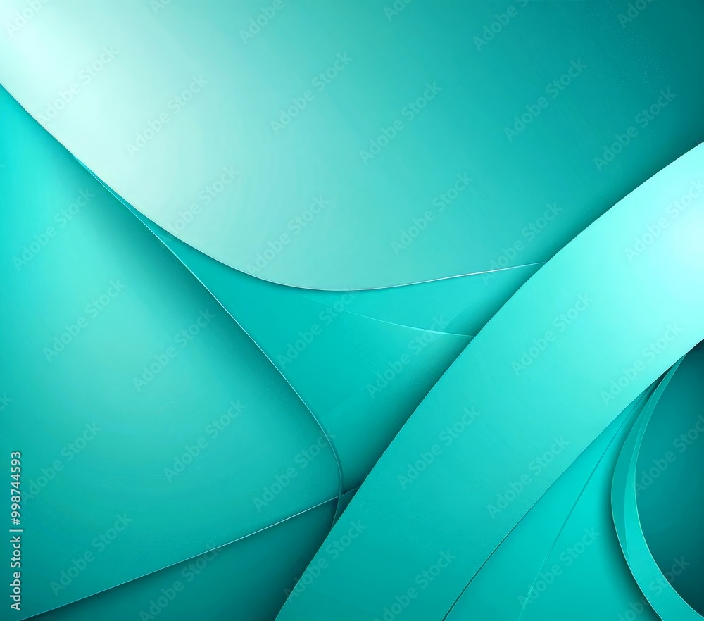 Leinwandbilder a vibrant abstract composition of overlapping curved lines in a soothing teal color, creating a sense of depth and movement