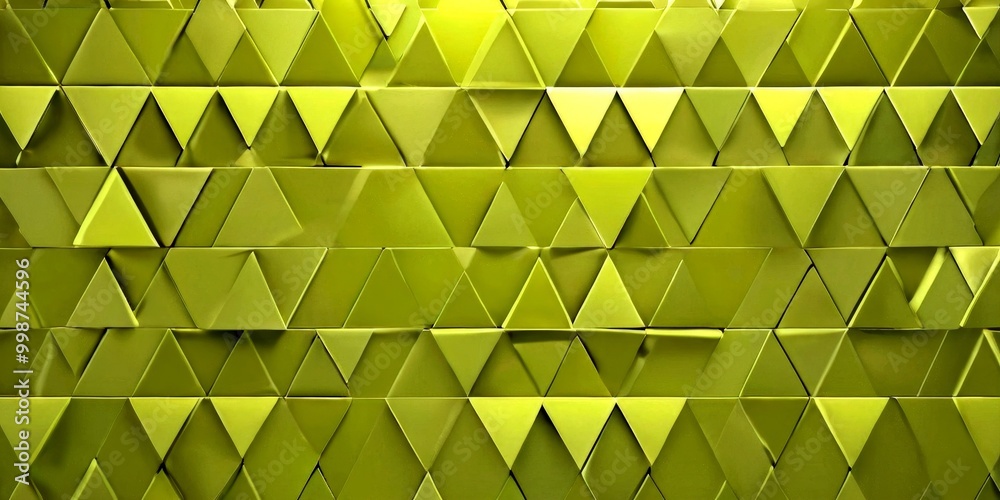 Poster a repeating pattern of green triangles arranged in a grid-like fashion, creating a visually striking and geometric background