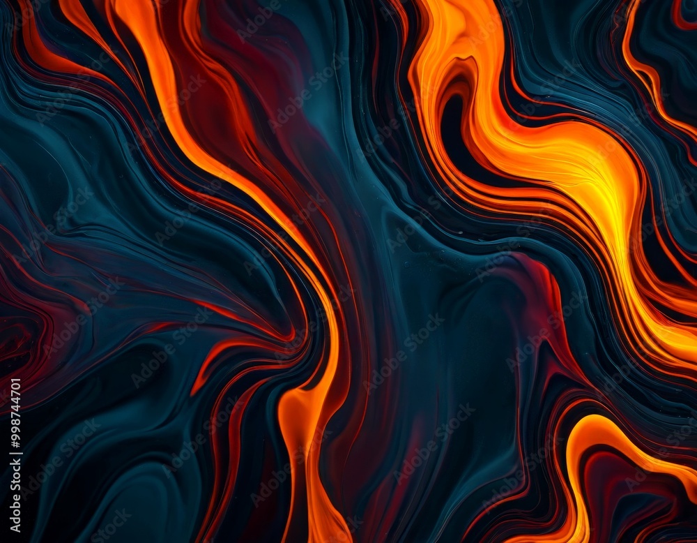 Aufkleber a striking abstract pattern with swirling, fiery hues of orange, red, and blue. The pattern is composed of vertical and horizontal lines, creating a dynamic and captivating