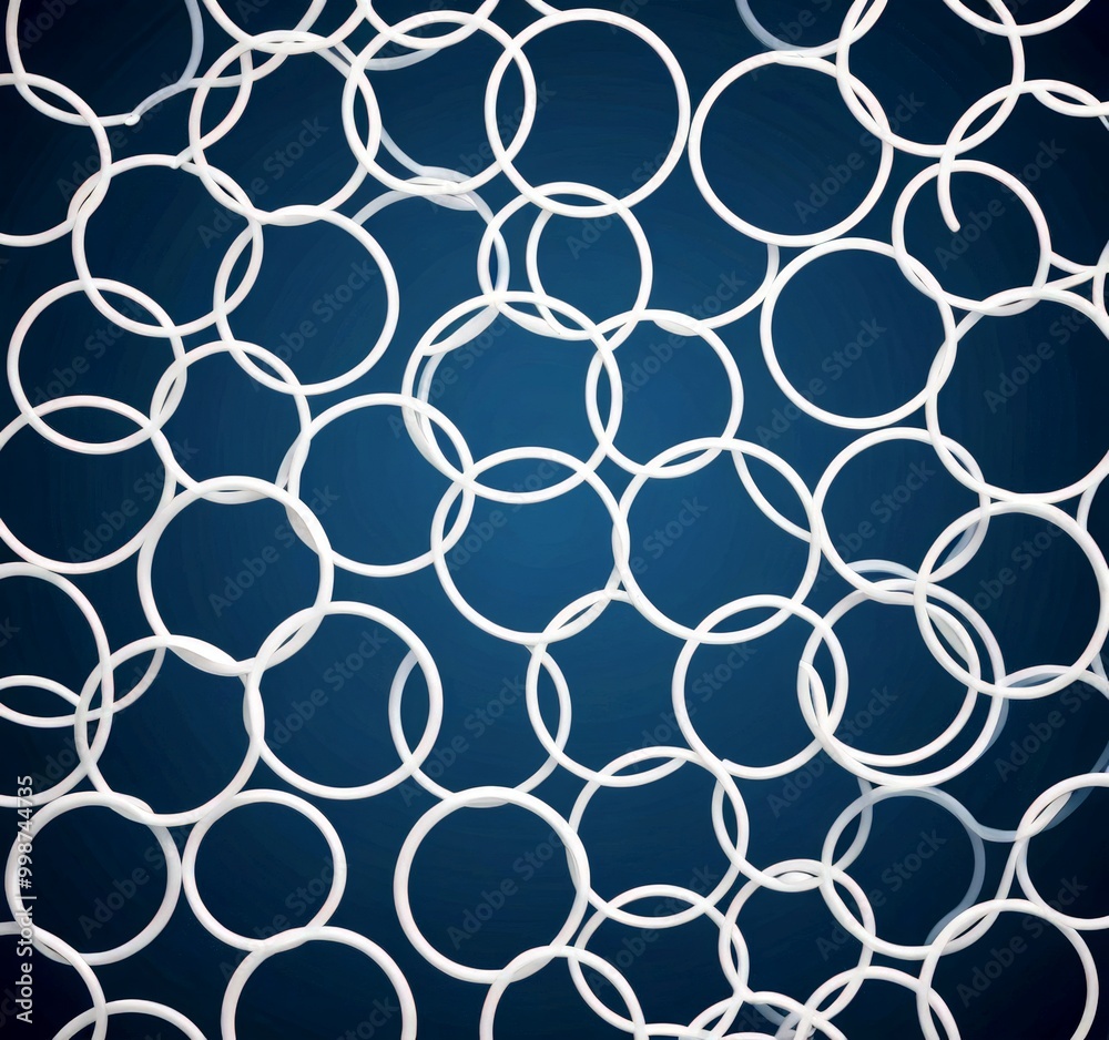 Poster a repeating pattern of white circles against a dark blue background