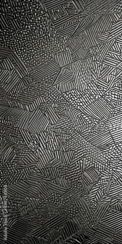 Poster a close-up view textured surface with a repeating pattern of intersecting lines and curves, creating a visually striking and abstract design