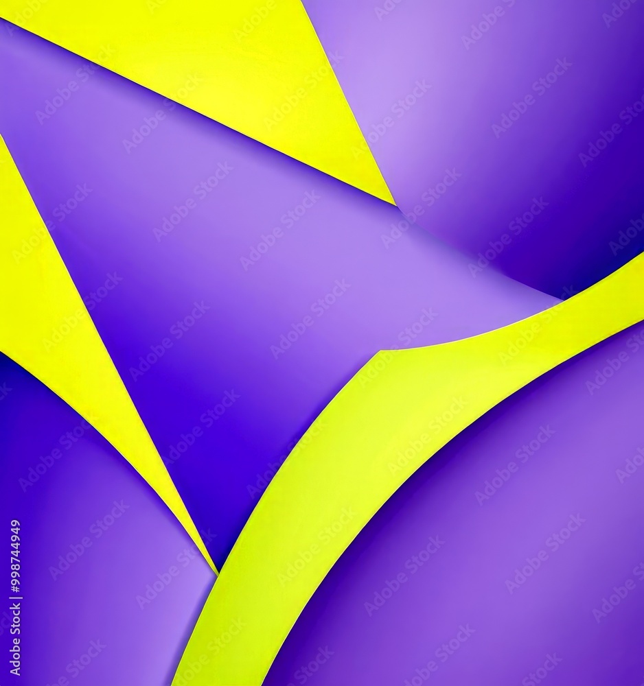 Leinwandbilder a vibrant abstract composition of overlapping triangles in various shades of purple and yellow, creating a dynamic and visually striking pattern