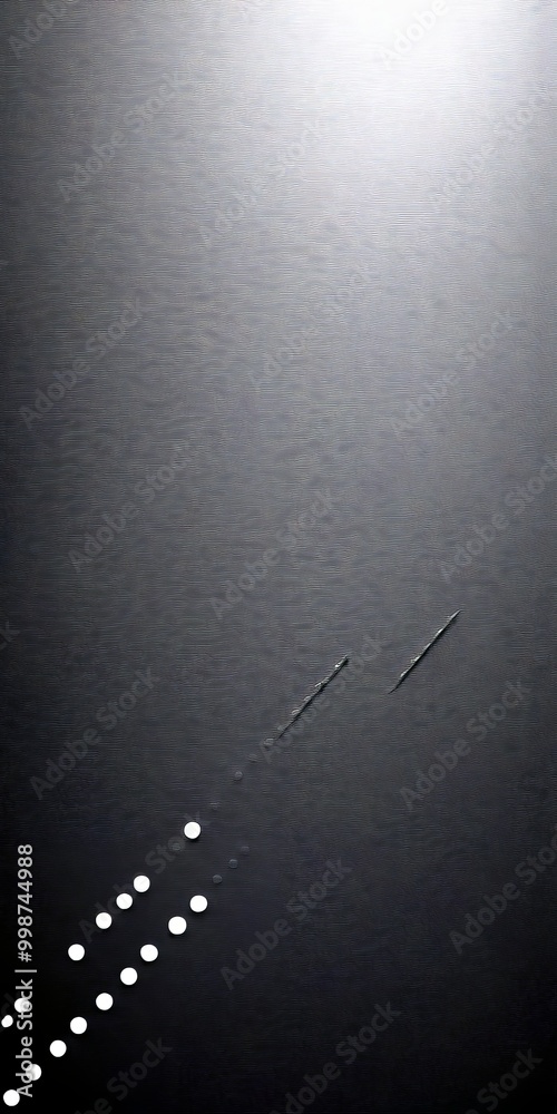 Poster a dark background with a diagonal line of white dots, creating a sense of movement and direction