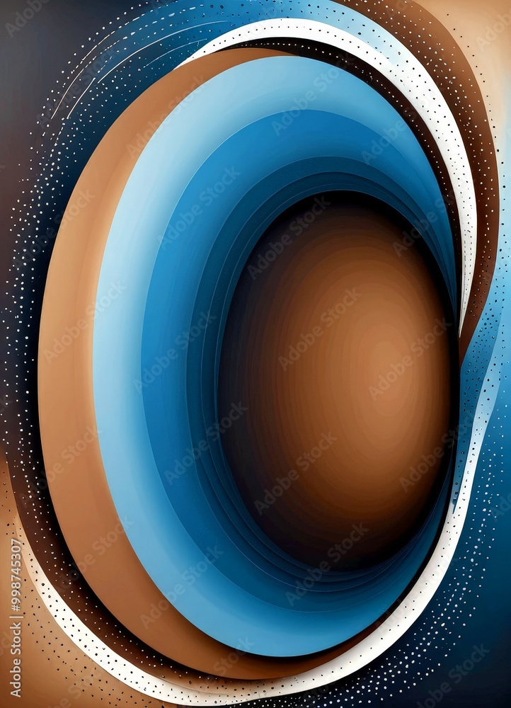 Leinwandbilder a striking abstract composition of overlapping concentric circles in various shades of blue, brown, 
