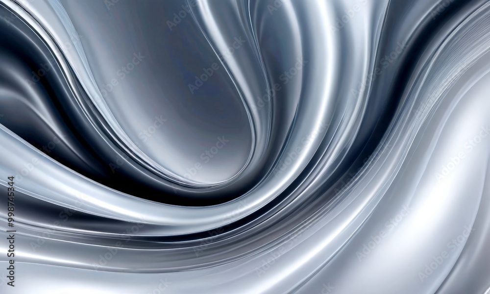 Poster a dynamic, abstract pattern of curved lines and swirls in shades of gray and white, creating a sense of movement and fluidity