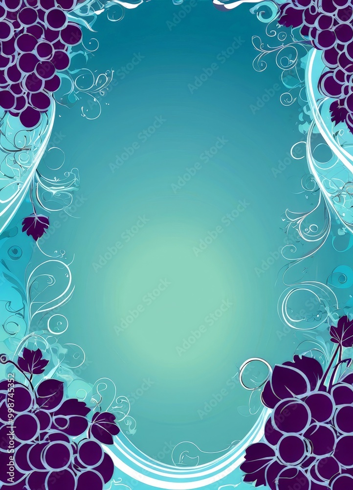 Leinwandbilder a vibrant, abstract design with a gradient background transitioning from a deep blue at the top to a lighter shade at the bottom The design is framed by a border of