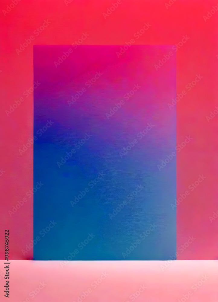 Poster A minimalist composition featuring a square with a gradient background transitioning from pink to blue, set against a pink and blue gradient background