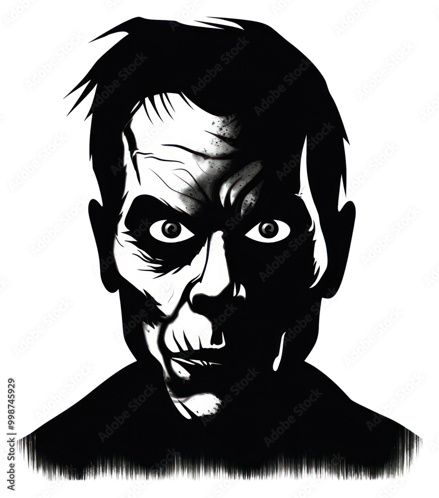 Canvas Prints PNG Horror and scary face halloween silhouette portrait adult.