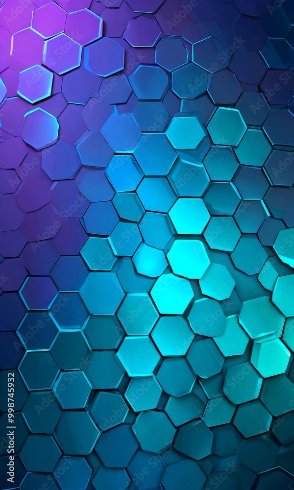 Aufkleber a repeating pattern of hexagonal shapes in shades of blue and purple, creating a visually striking and abstract design