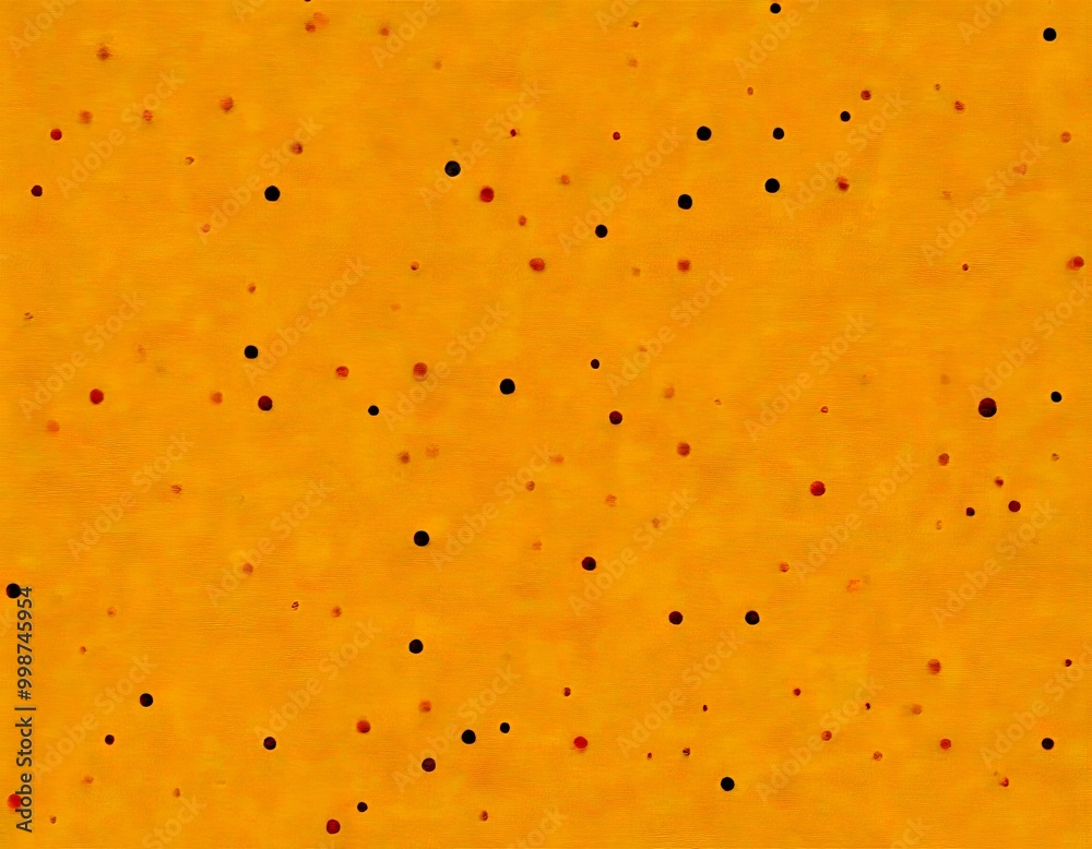 Poster a light beige background with scattered gold dots of varying sizes, creating a textured and abstract pattern