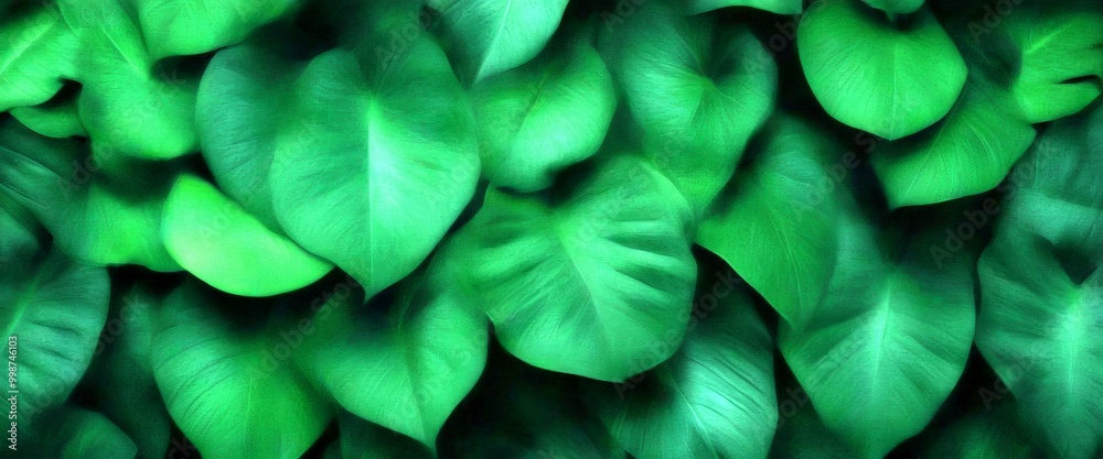 Aufkleber a dense, dark green background with overlapping leaves, creating a textured and natural appearance