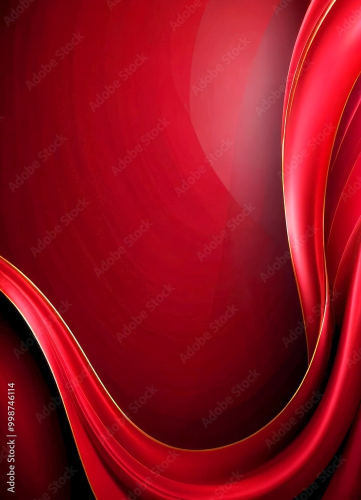 Poster a deep red background with a curving, flowing design in gold, creating a sense of movement and elegance