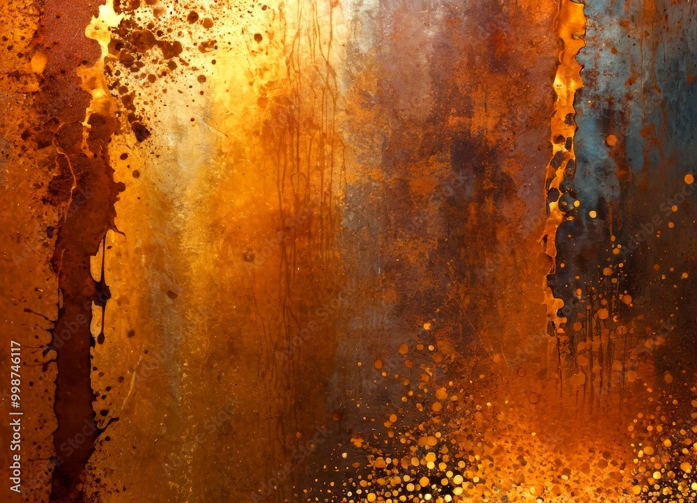 Poster an abstract painting featuring a textured background with splashes of color and a sense of depth