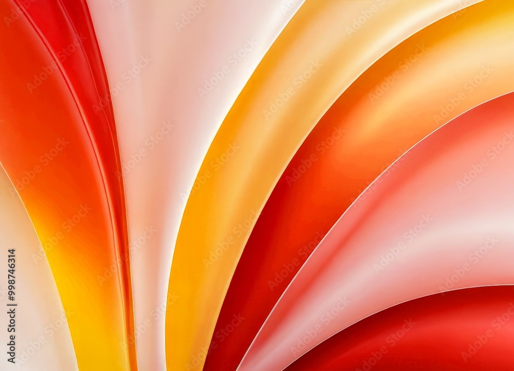 Aufkleber a vibrant abstract composition of overlapping curved lines in various shades of red, orange, and yellow, creating a dynamic and visually striking pattern