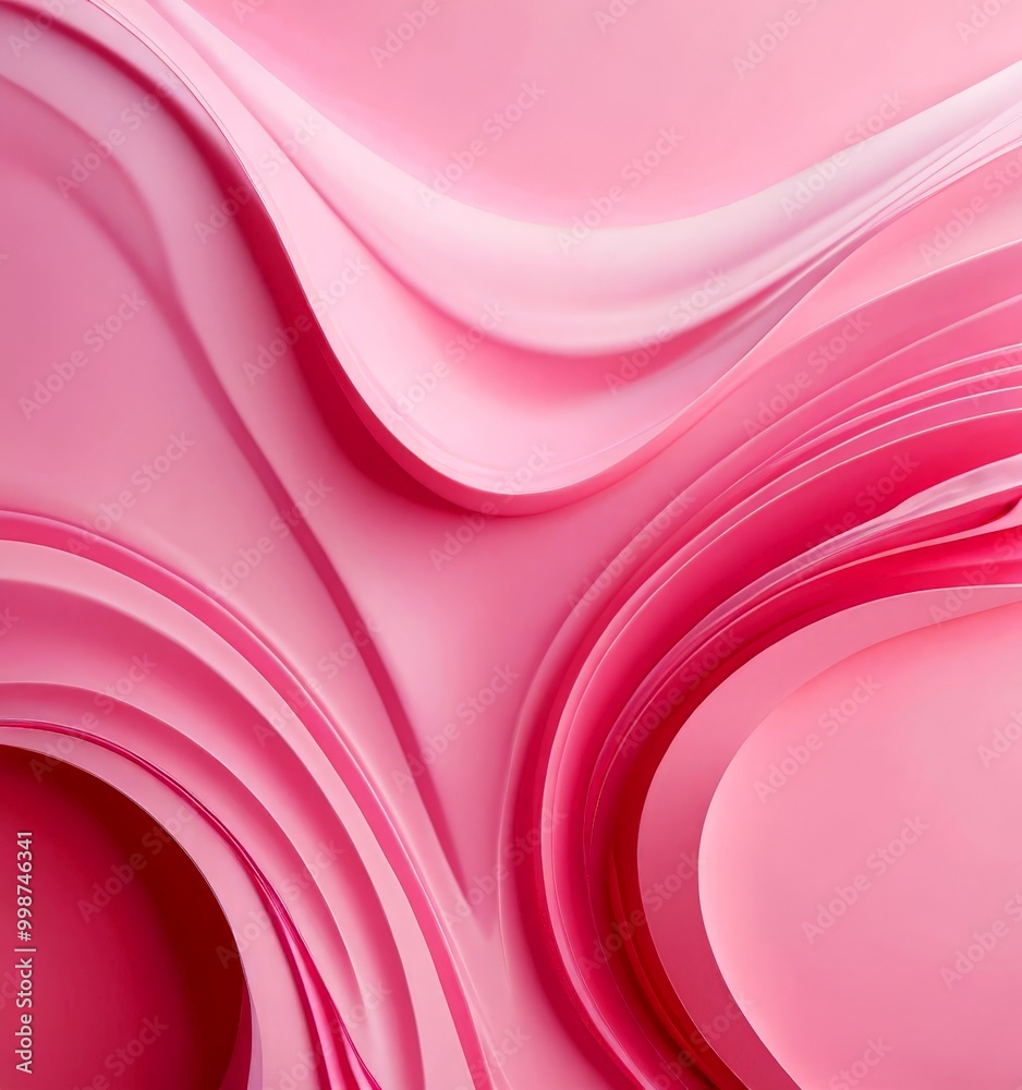 Poster a close-up view pink abstract design composed of curved lines and shapes, creating a visually striking and dynamic composition