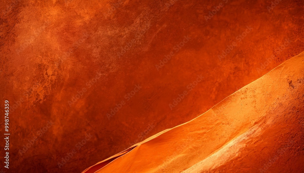 Poster abstract desert landscape with a reddish-brown hue, featuring a curved line and a smooth, undulating