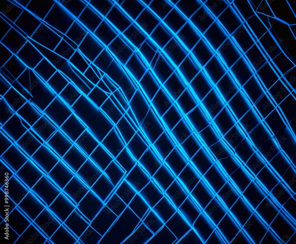 Poster a close-up view grid-like pattern of blue lines, creating a visually striking and abstract design