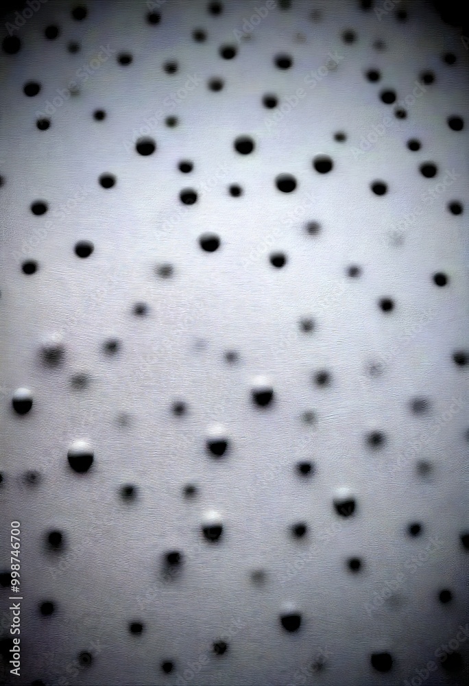 Poster a dark background with numerous small black dots scattered across it, creating a sense of randomness and depth