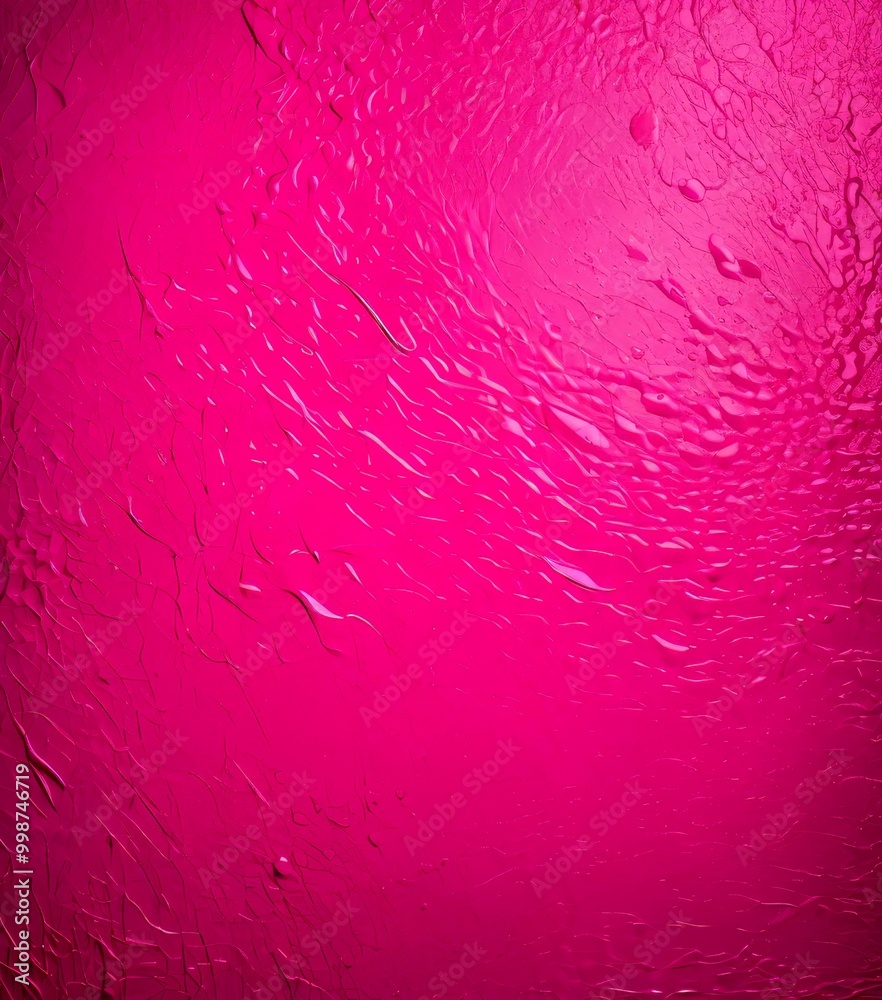 Poster a close-up view textured pink surface with water droplets scattered across it, creating a dynamic and abstract pattern