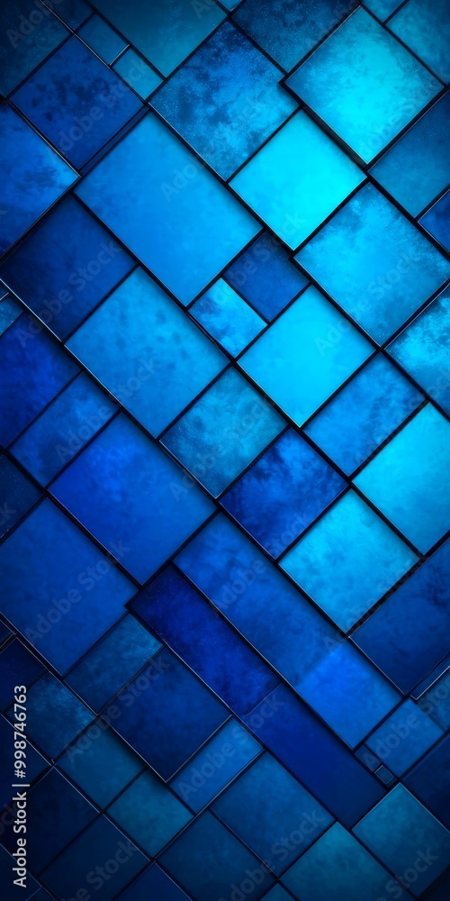 Poster a pattern of blue squares arranged in a diagonal grid, creating a visually striking and abstract design.