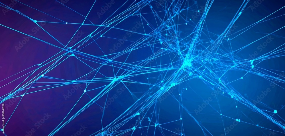 Leinwandbilder a complex network of interconnected lines and dots, creating a striking abstract pattern against a dark blue background