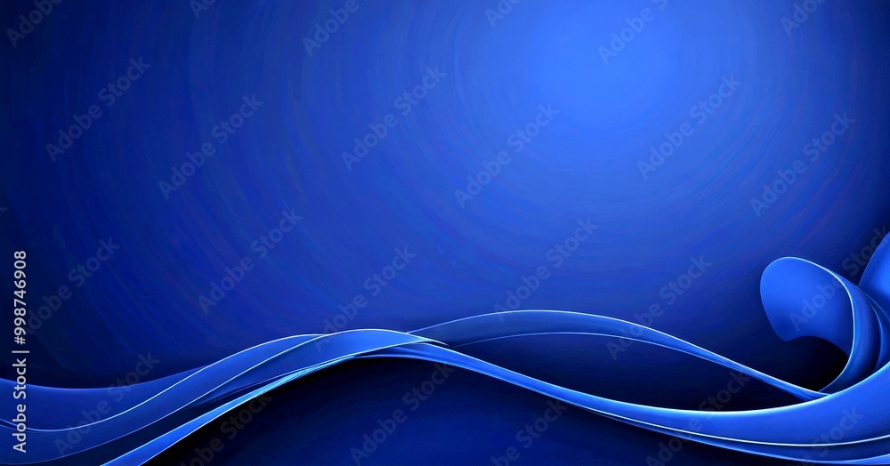 Poster a dark blue gradient background with a wave-like pattern of curved lines, creating a sense of movement and fluidity
