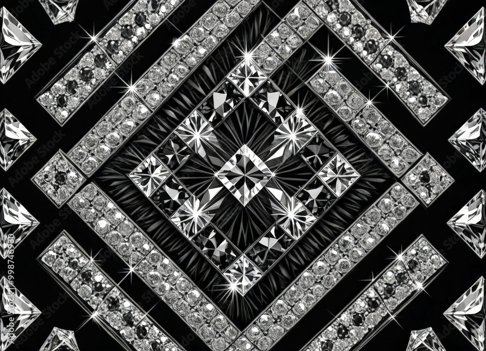 Aufkleber a black and white photograph featuring a diamond pattern composed of numerous small diamonds arrange