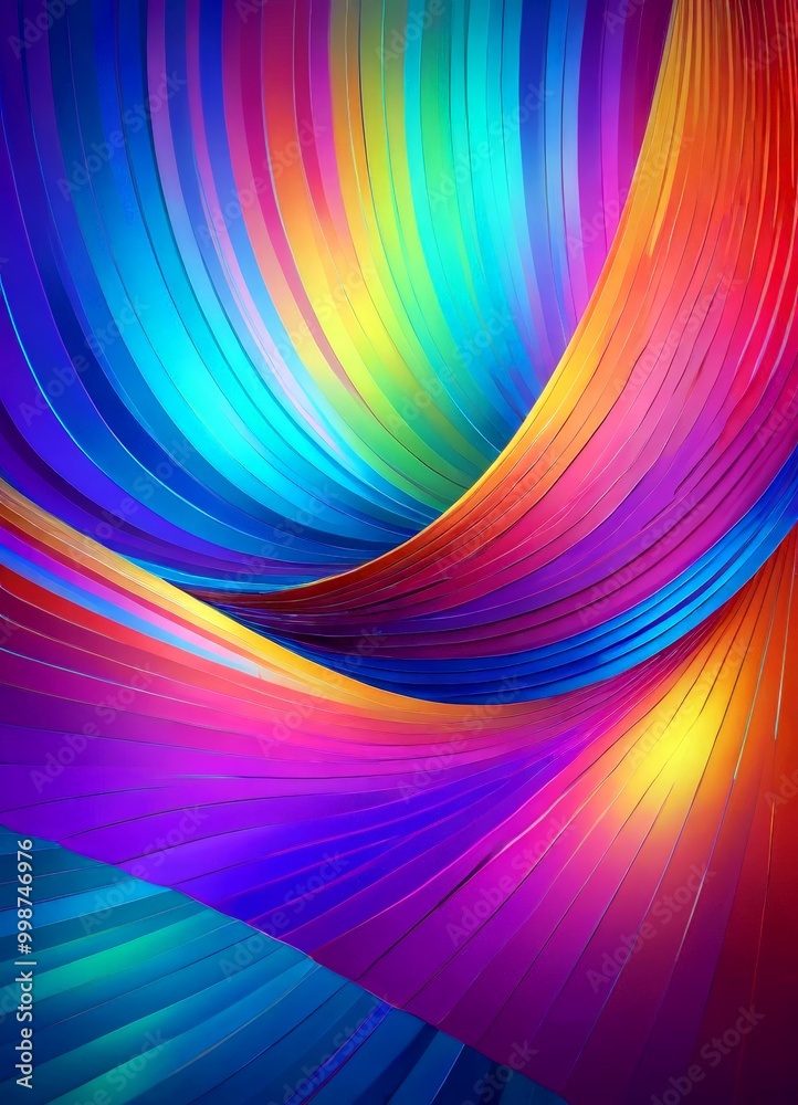Aufkleber a vibrant abstract composition of curved lines in various colors, including blue, orange, yellow, gr