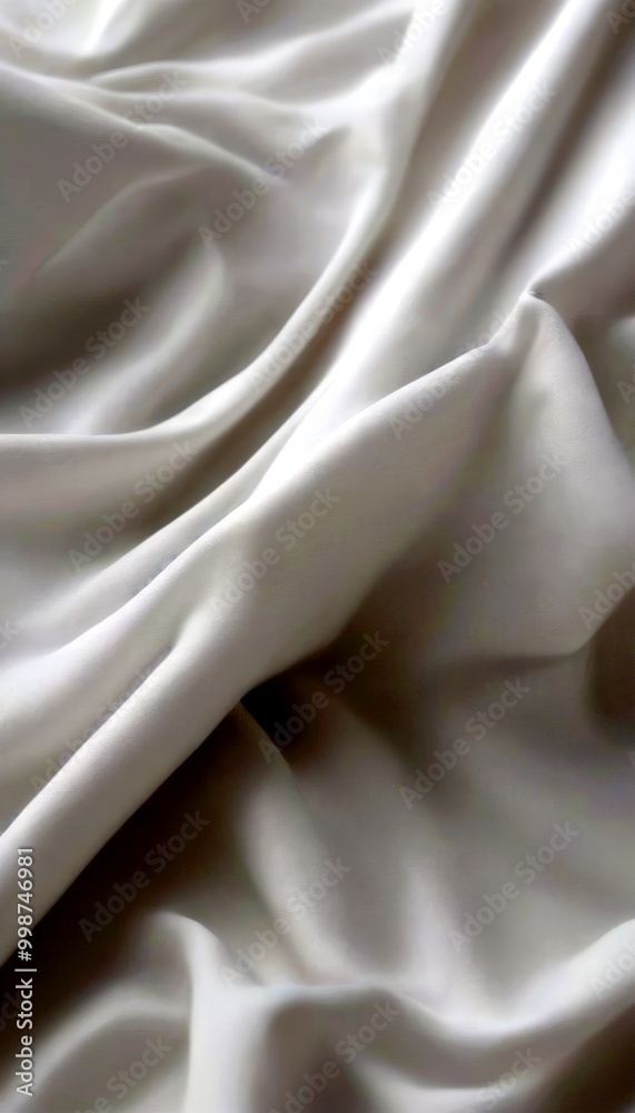 Poster a close-up view white fabric, possibly a sheet or a blanket, with a soft, flowing texture the fabric