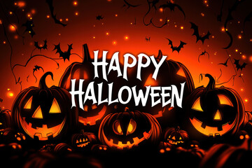 Halloween Greeting Written on Pumpkins
