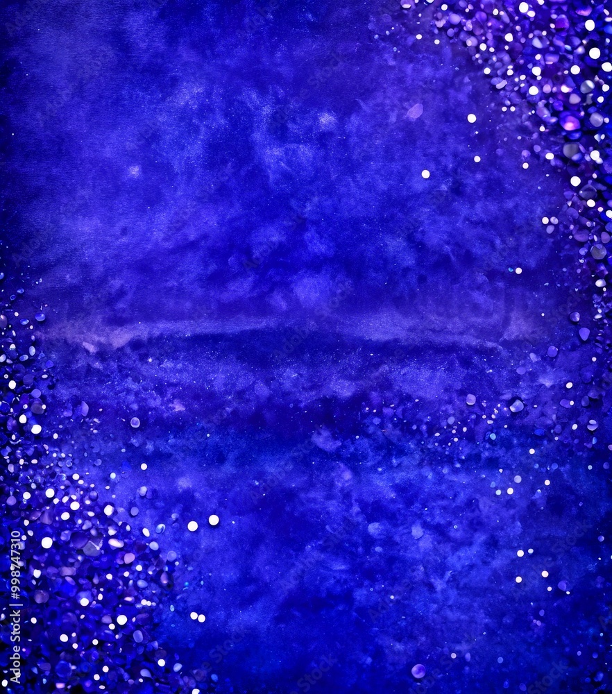 Poster a dark blue background with scattered white dots, creating a sense of depth and texture The dots are not evenly distributed, adding a sense of randomness and spontaneity to
