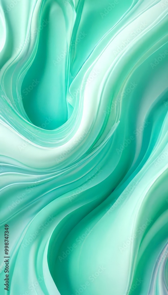 Poster a swirling pattern of turquoise and white hues, creating a sense of movement and fluidity